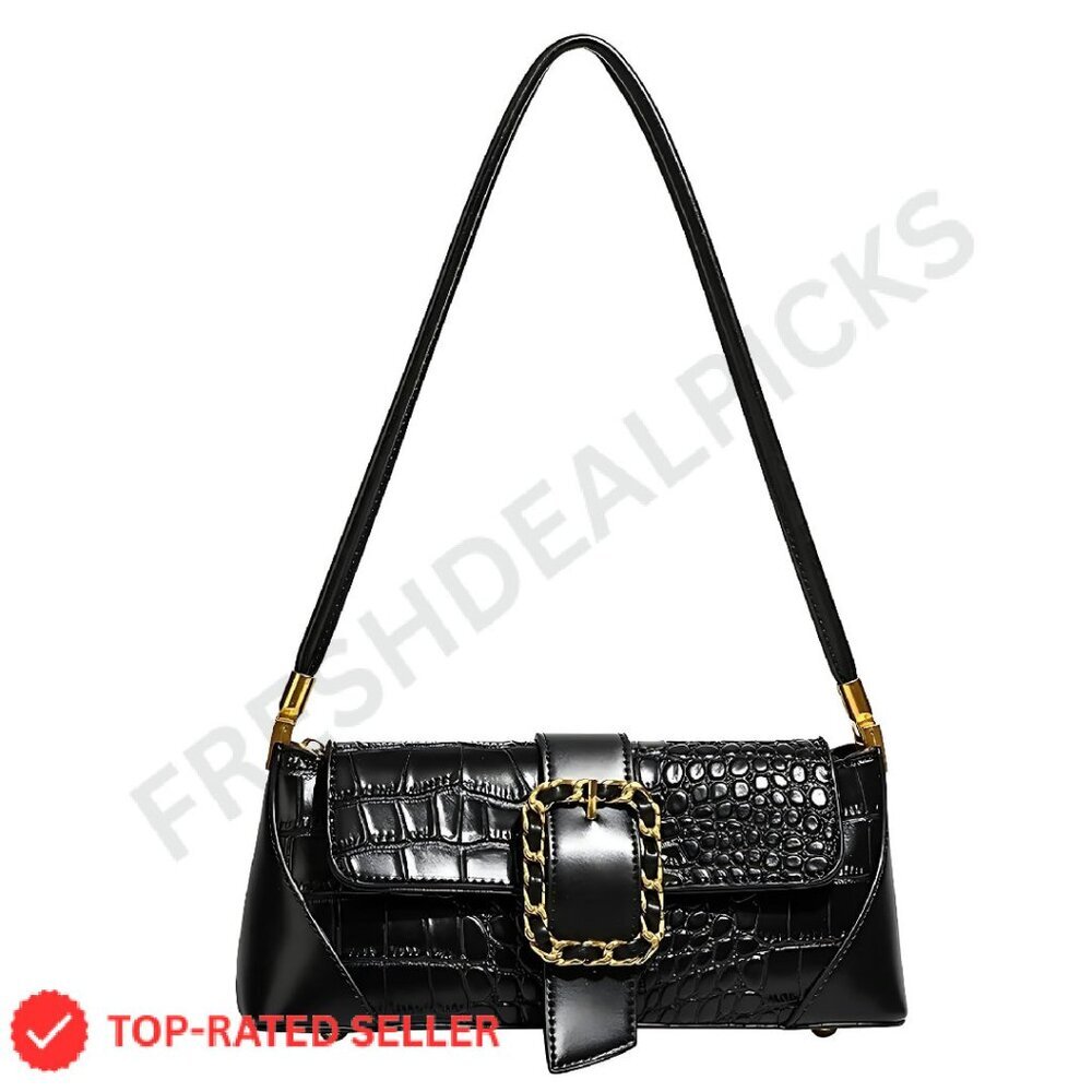Retro French Clutch Handbag Vegan Leather Shoulder Bag 90s Classic Chic